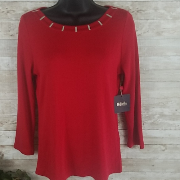 NWT, Rafaella, 0001, Red pullover top, Sz XSP - Picture 3 of 10